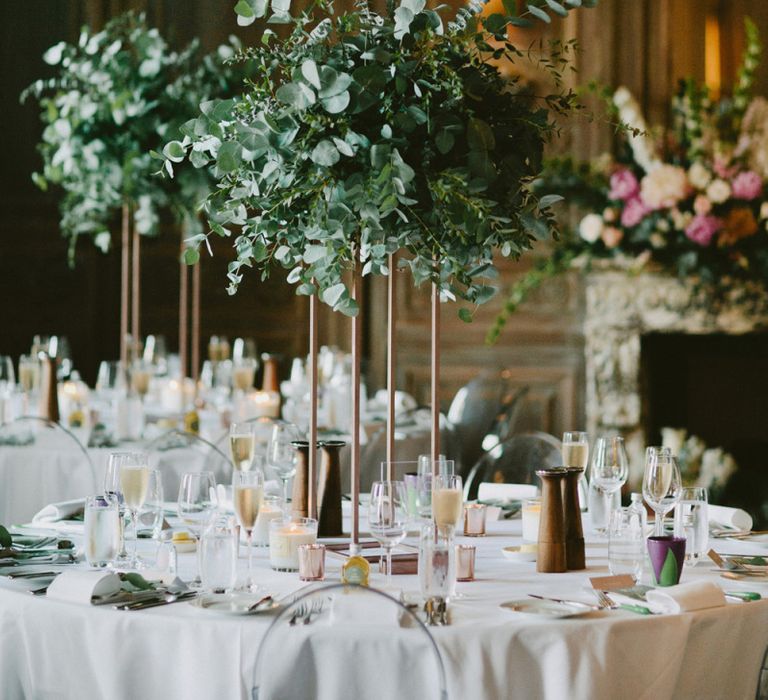 Tall Foliage Wedding Flower Centrepieces