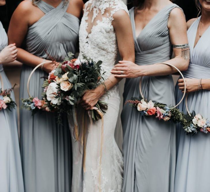 Hoop Bouquets with Bright King Proteas Flowers