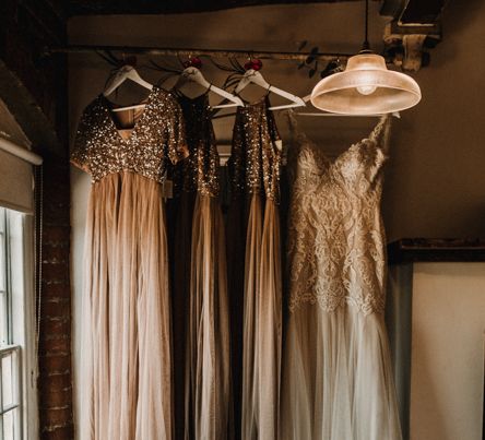 Rainbow Tassel Bunting Wedding At Industrial Venue The West Mill Derby With Bridesmaids In Maya Sequin And Tulle Dresses // Images By Carla Blain Photography