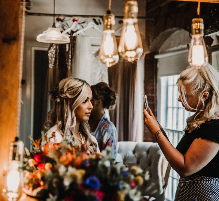 Bride With Flowers In Her Hair //  Image By Carla Blain Photography