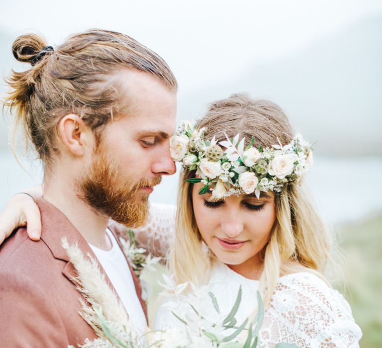 Boho Bride with Flower Crown