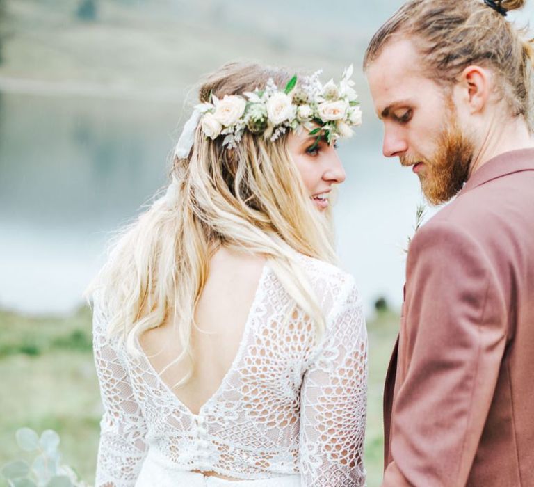 Crochet Bridal Separates and Dusky Pink Blazer