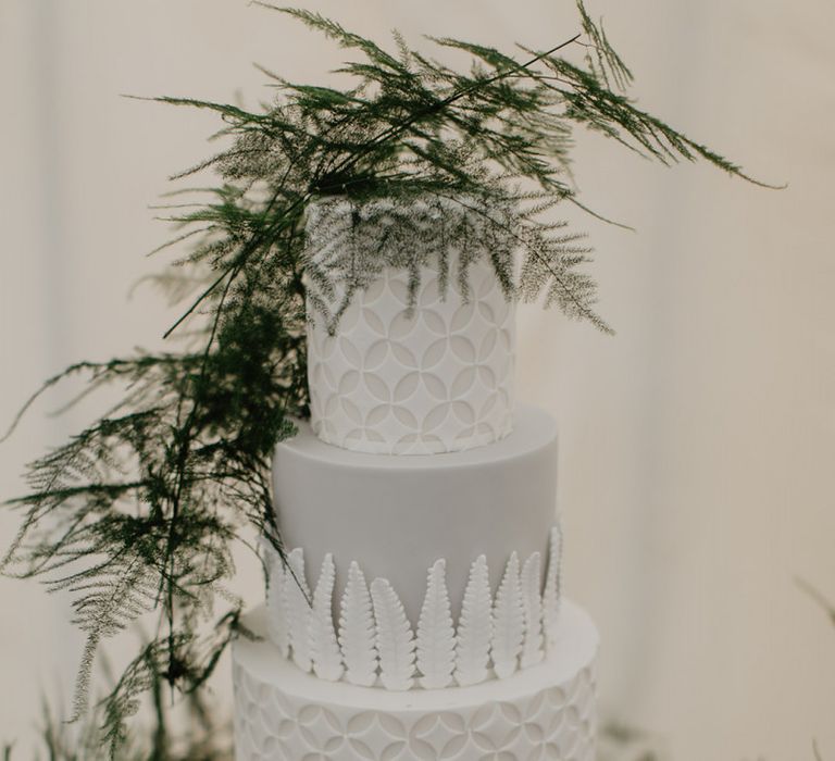 Grey and White Indian Inspired Wedding Cake