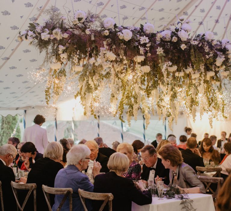 Flower Installation with Guests During Reception