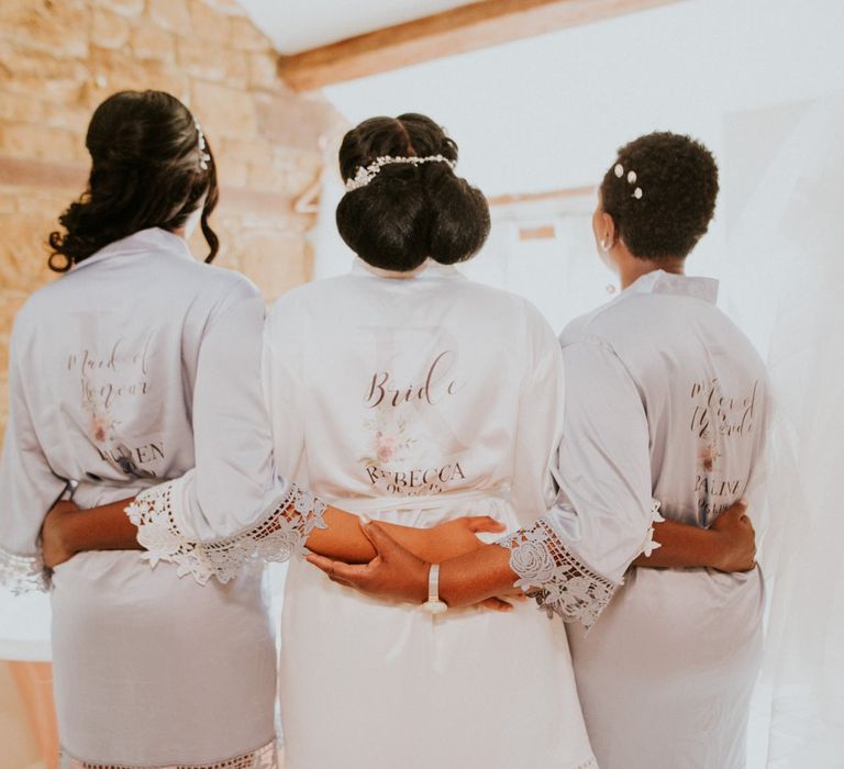 Wedding hair updo's with getting ready robes