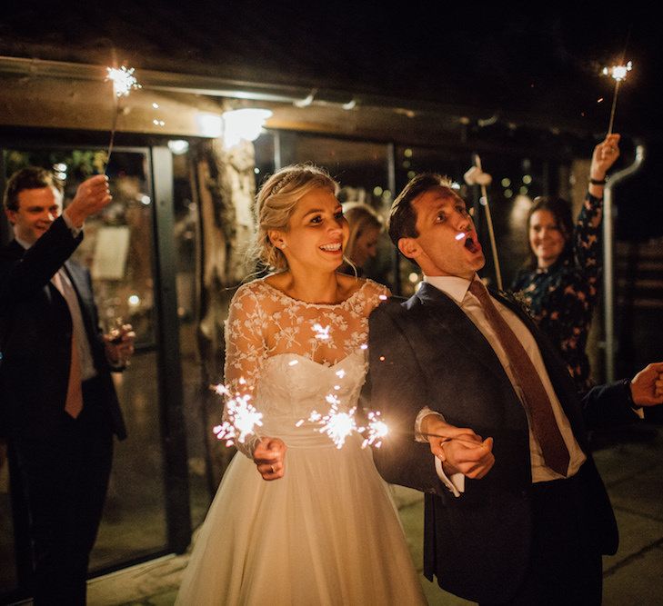 Sparklers For Wedding // Autumnal Wedding At Dewsall Court With Elephant Motif On Stationery And Bride In Tiara With Images From Red On Blonde Photography And Film From Mrs Mashup