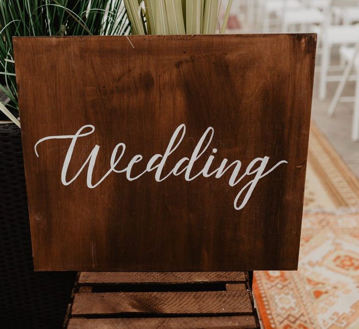 Wooden wedding sign