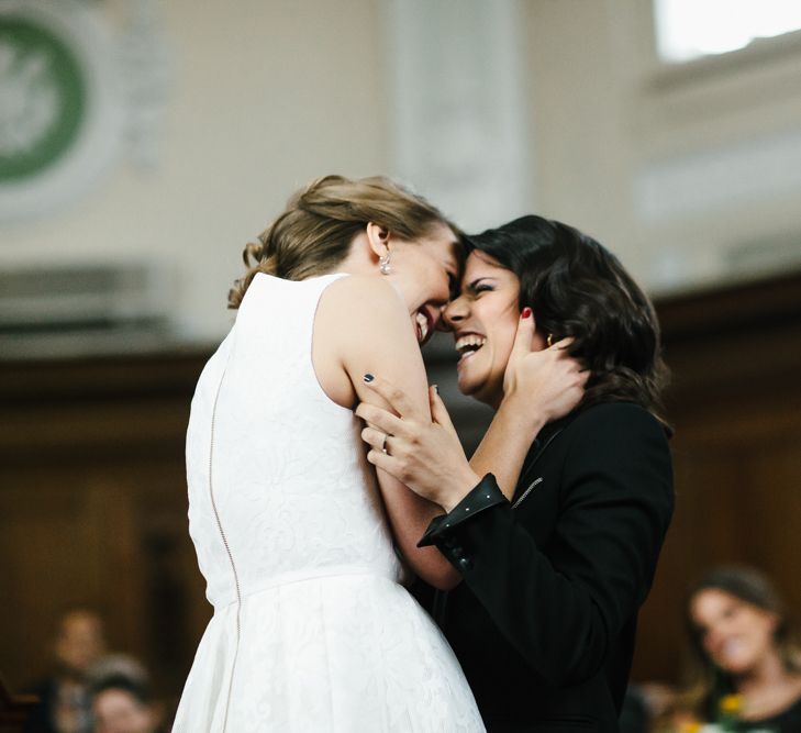 Lesbian civil wedding at registry office wedding