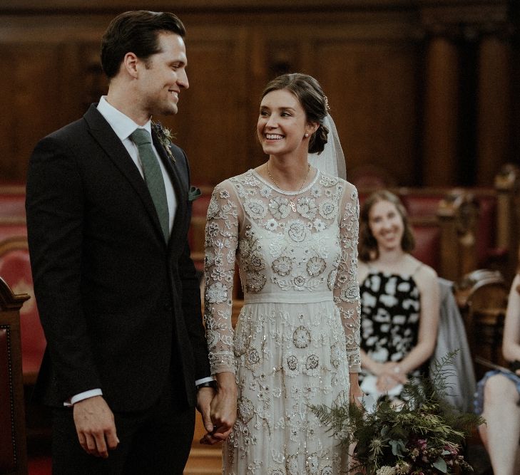 Stylish Islington Wedding with Bride in Needle &amp; Thread Wedding Dress