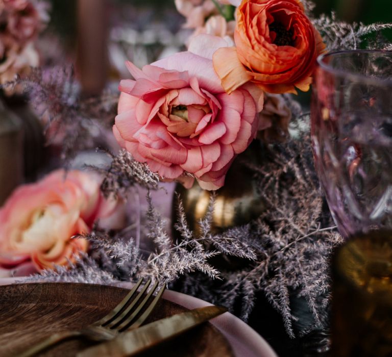 Pink Wedding Flower Stems in Vase