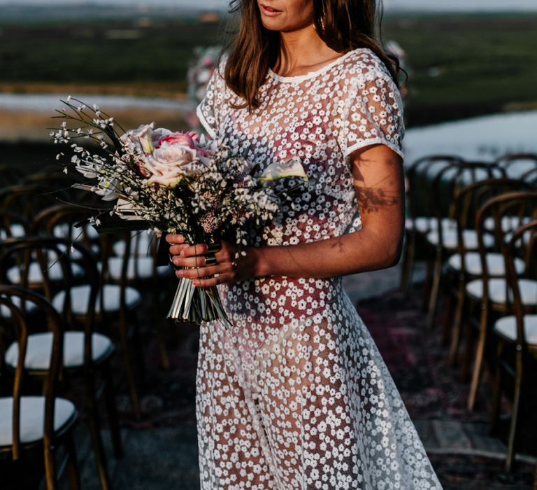 Bohemian Bride in Lace Wedding Dress