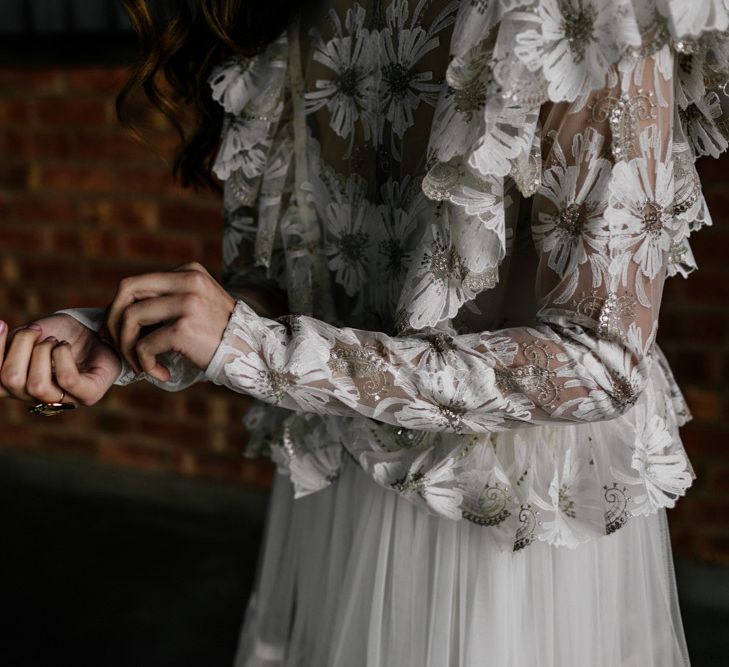 Lace Wedding Dress with High Neck and Long Sleeves