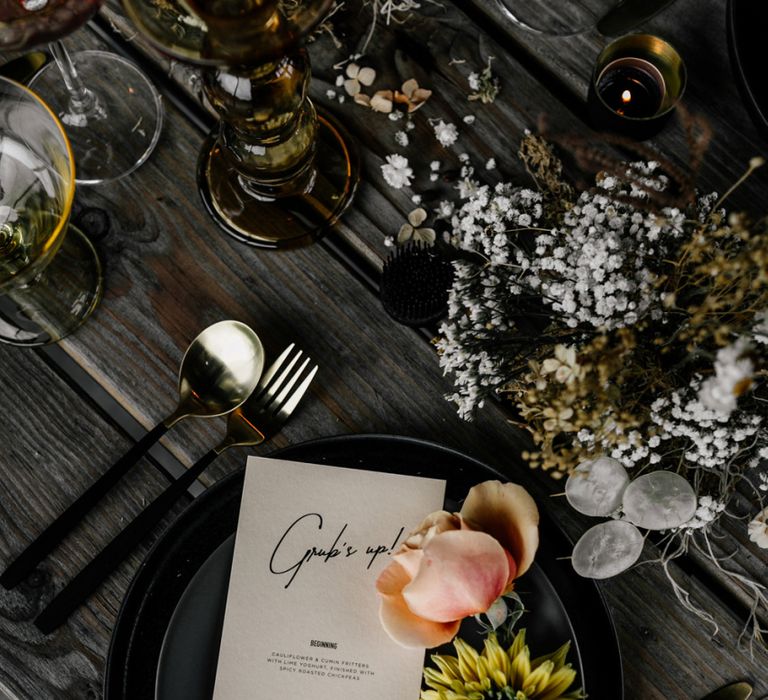 Contemporary Menu Card with Scrip Font