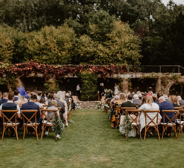 Outdoor wedding ceremony at Voewood in Norfolk