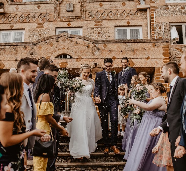 Confetti moment at Voewood wedding venue