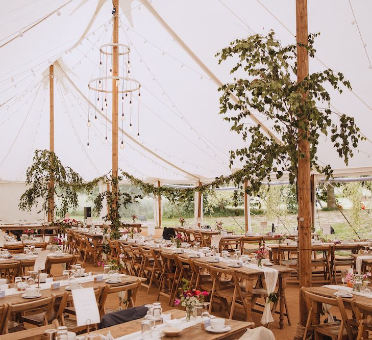 Back Garden Tent Wedding with Greenery Wedding Decor