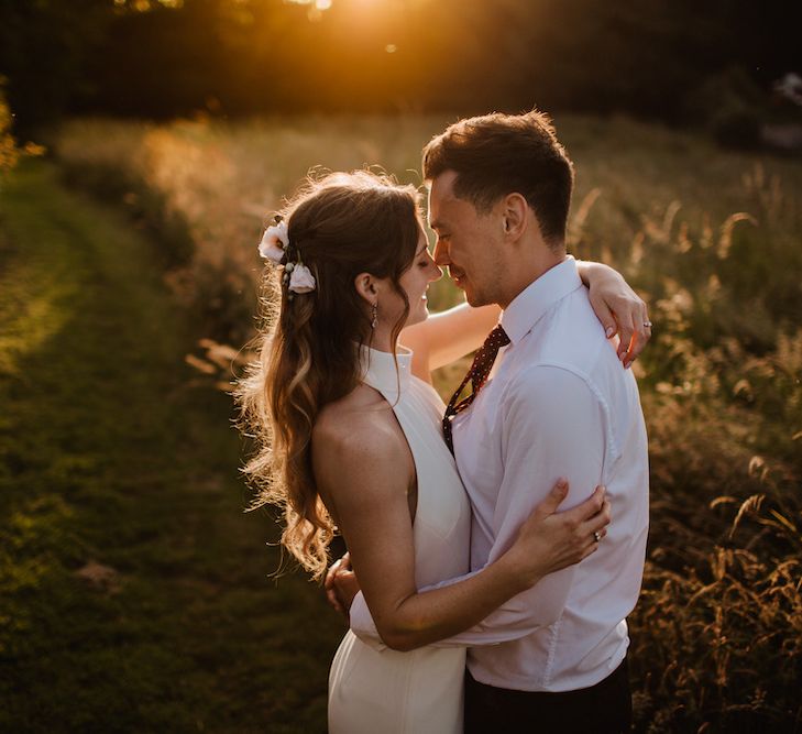 Golden Hour Portrait with Bride in Ted Baker Halterneck Jumpsuit