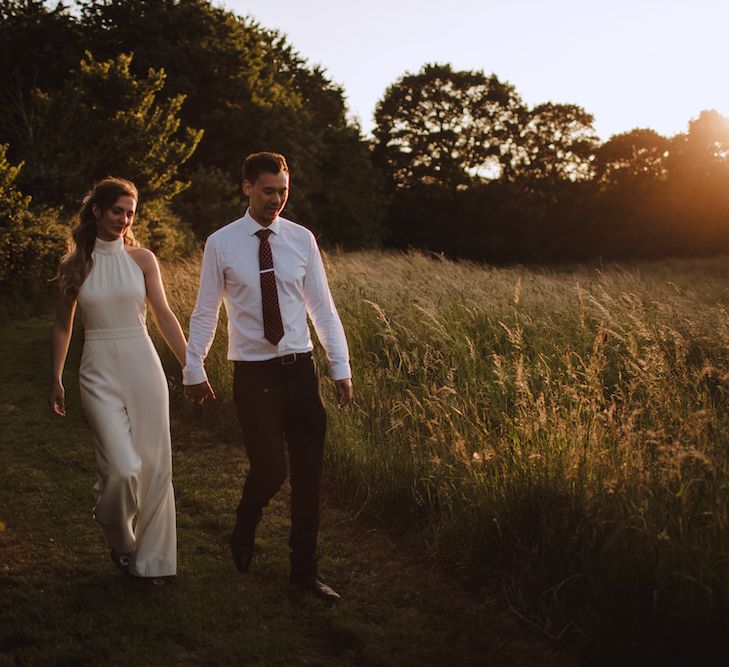 Golden Hour Portrait with Bride in Ted Baker Halterneck Jumpsuit