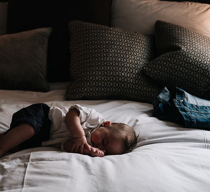 Sleeping Baby | Peach Wedding at Swanton Morley House and Gardens in Norfolk |  Jason Mark Harris Photography | Together we Roam Films