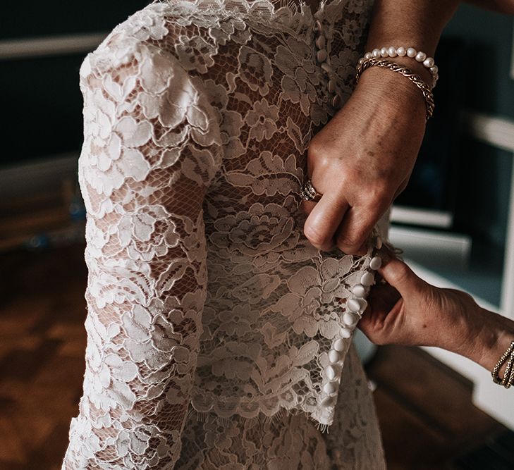 Lace Wedding Dress and Jacket | Peach Wedding at Swanton Morley House and Gardens in Norfolk |  Jason Mark Harris Photography | Together we Roam Films