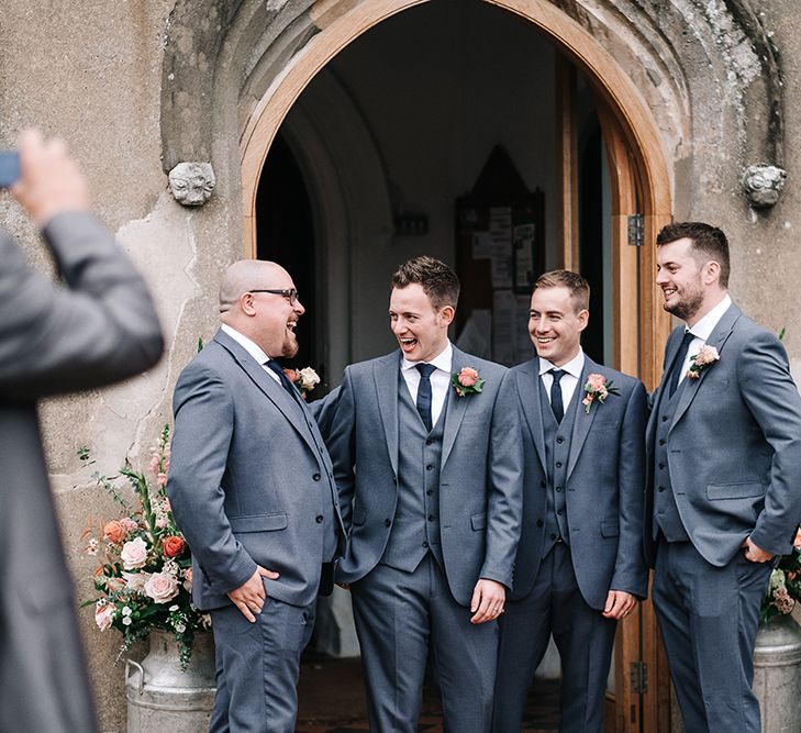 Groomsmen in Next Suits | Peach Wedding at Swanton Morley House and Gardens in Norfolk |  Jason Mark Harris Photography | Together we Roam Films