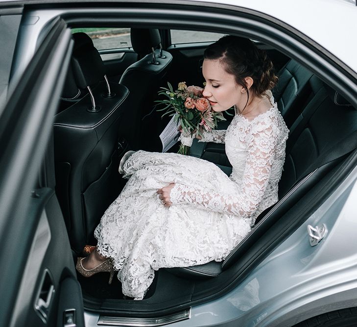 Bride in Lace Wedding Dress | Peach Wedding at Swanton Morley House and Gardens in Norfolk |  Jason Mark Harris Photography | Together we Roam Films