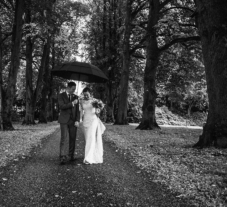 Bride in Lace Gown | Groom in Next Suit | Peach Wedding at Swanton Morley House and Gardens in Norfolk |  Jason Mark Harris Photography | Together we Roam Films