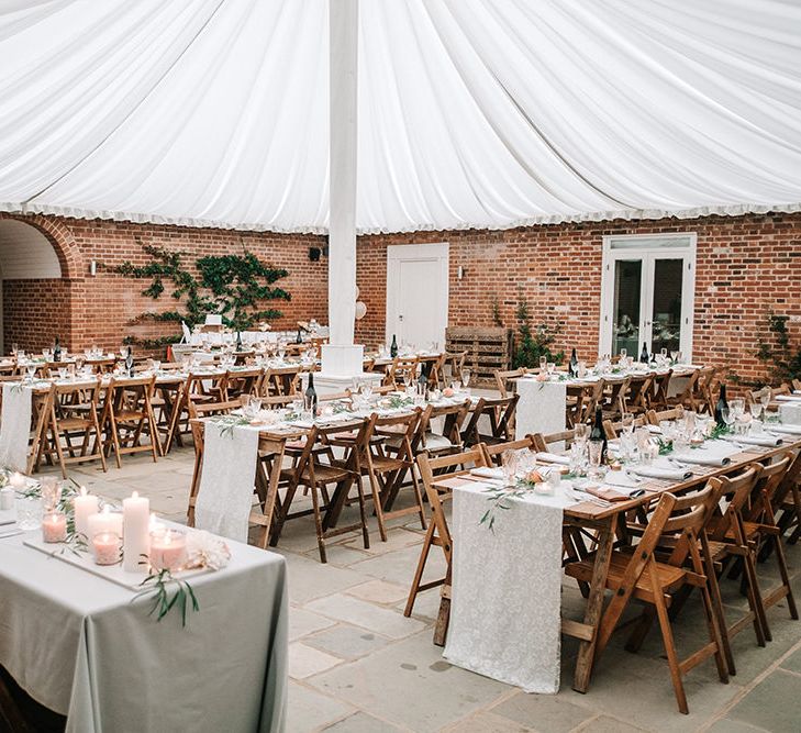 Rustic Luxe Reception Decor | Peach Wedding at Swanton Morley House and Gardens in Norfolk |  Jason Mark Harris Photography | Together we Roam Films