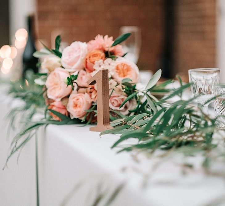 Top Table Wedding Decor &amp; Flowers | Peach Wedding at Swanton Morley House and Gardens in Norfolk |  Jason Mark Harris Photography | Together we Roam Films