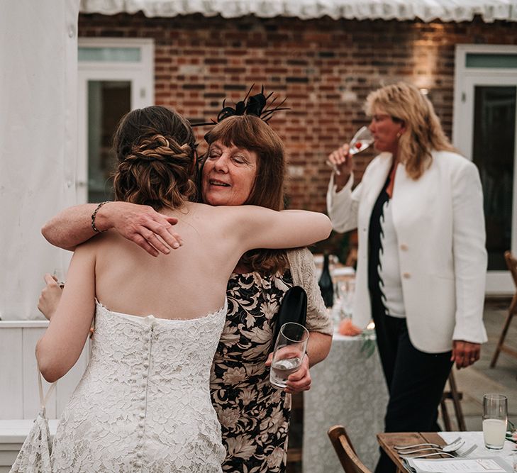 Bride in Lace Wedding Dress | Peach Wedding at Swanton Morley House and Gardens in Norfolk |  Jason Mark Harris Photography | Together we Roam Films