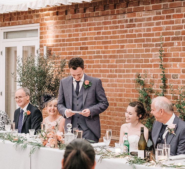 Wedding Speeches | Peach Wedding at Swanton Morley House and Gardens in Norfolk |  Jason Mark Harris Photography | Together we Roam Films