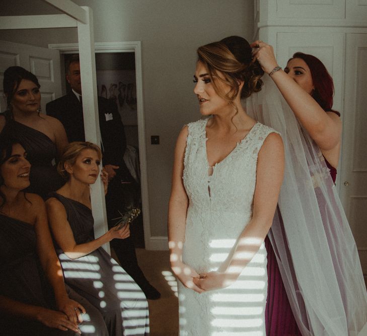 Bridal Morning Preparations with Bride Getting Dress into The Eleni Wed2B Wedding Dress