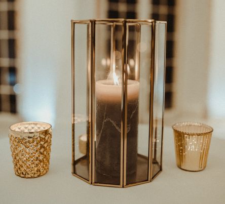 Gold Lantern and Votive Candle Light Wedding Decor