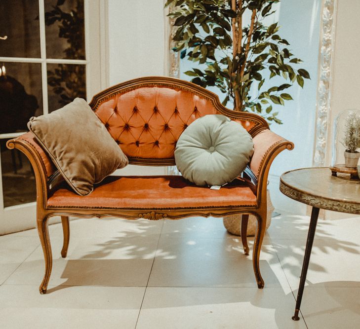 Chill Out Area with Ornate Love Seat, Cushions and Candles