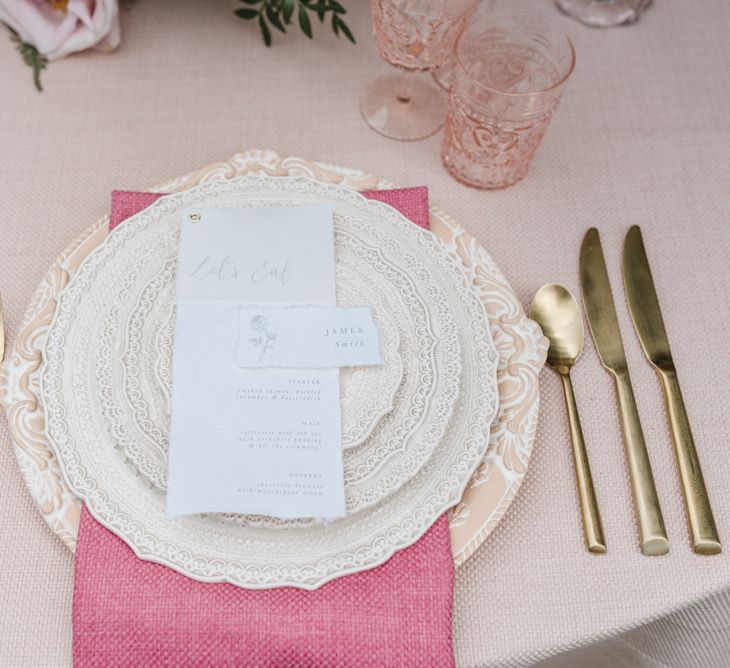 Duchess and Butler Table Place Setting with Gold Cutlery