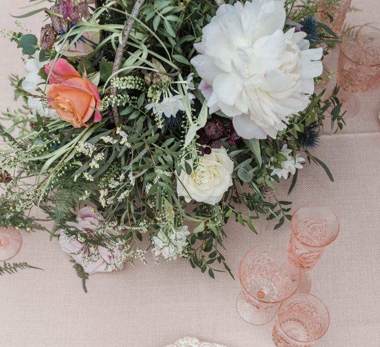 Romantic Place Setting with Elegant Table and Glassware