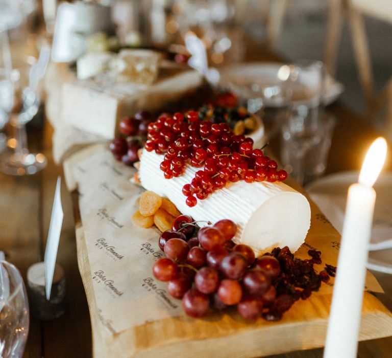 Grazing Table with Cheeses and Candle Light