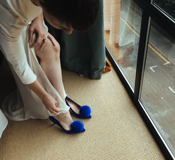 Cobalt Blue Pom Pom Kurt Geiger Wedding Shoes