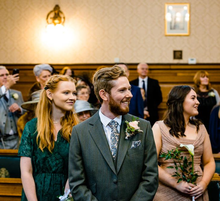 Groom at the Altar During Stockport Town Hall Wedding Ceremony