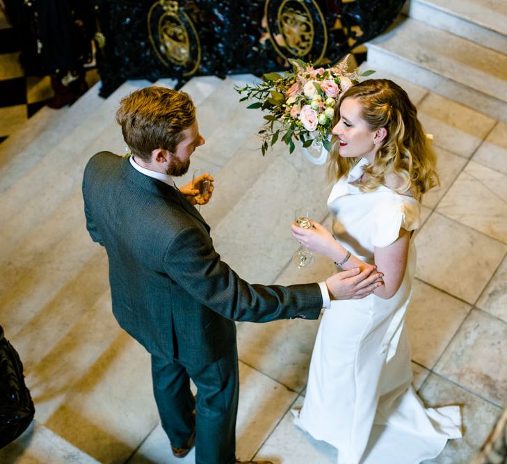 Stockport Town Hall Wedding with Bride in Vintage Wedding Dress and Groom in Tailored Suit