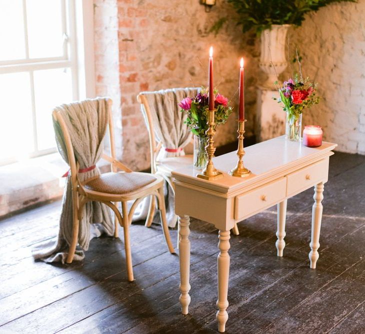 Intimate Christmas wedding ceremony