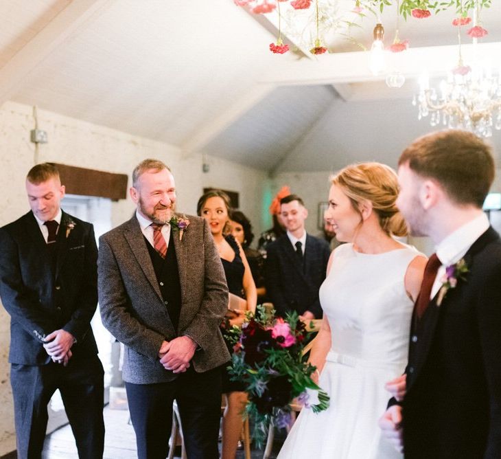 Bride and groom meet at ceremony