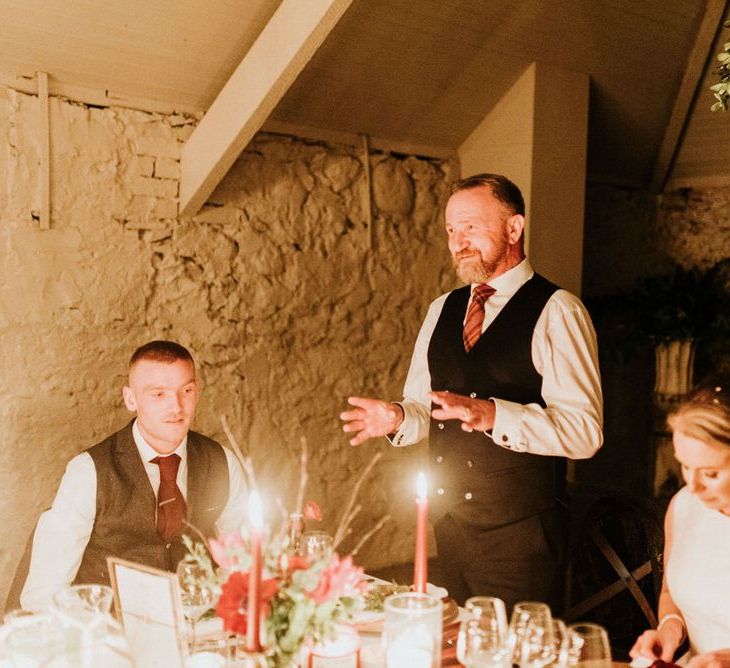 Groom makes wedding speech at Christmas wedding