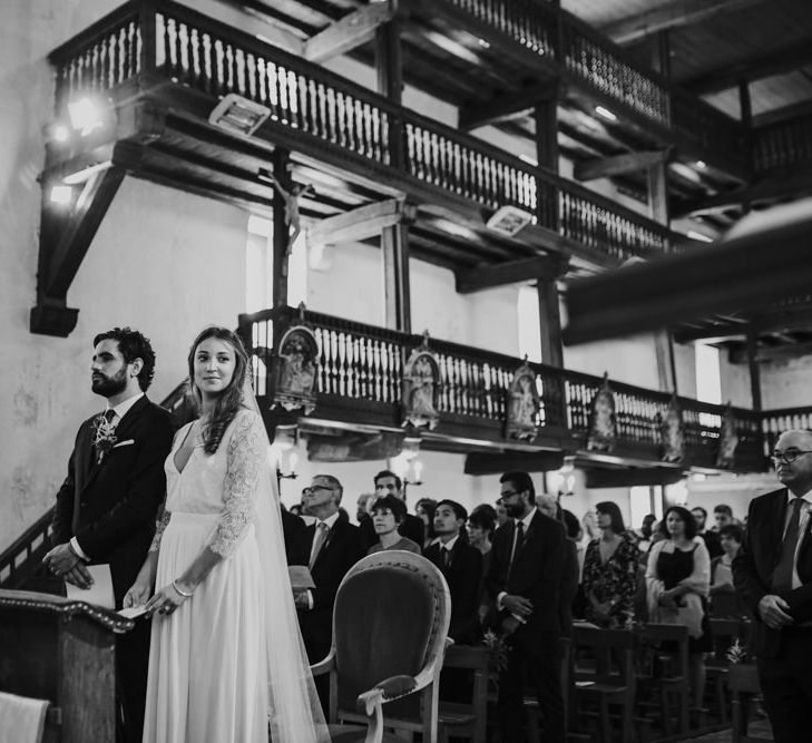 Wedding Ceremony with Bride in Donatelle Godart Wedding Dress &amp; Groom in De Fursac Suit