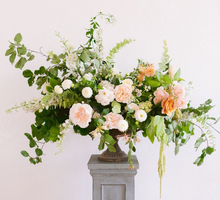 Wedding flowers in blush and peach