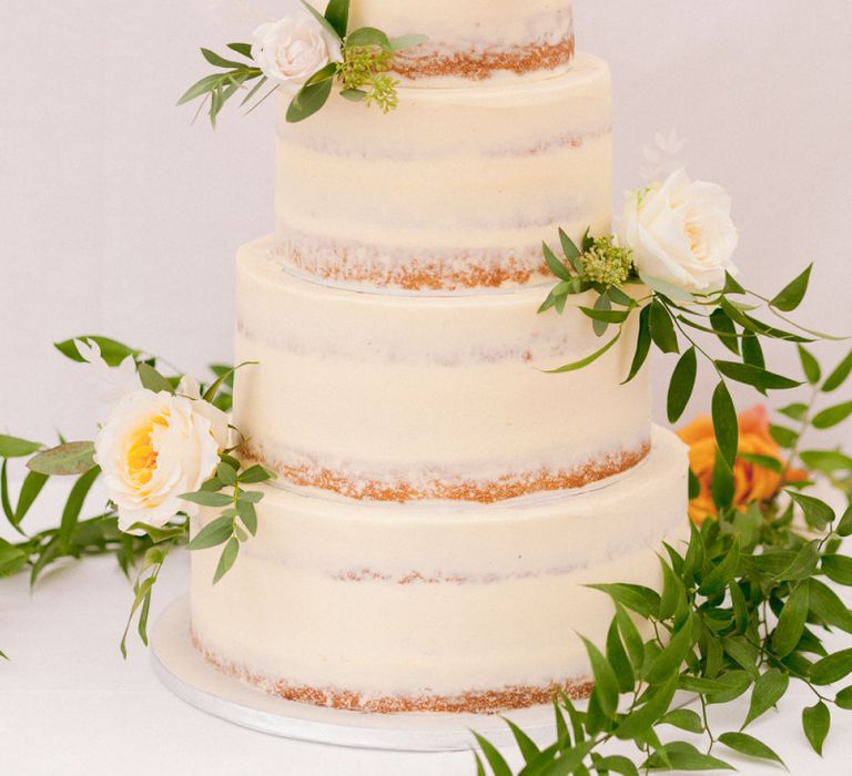 Semi-naked wedding cake at Shilstone House wedding