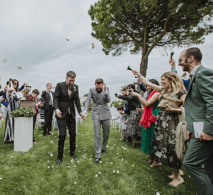 Confetti exit for groom and groom