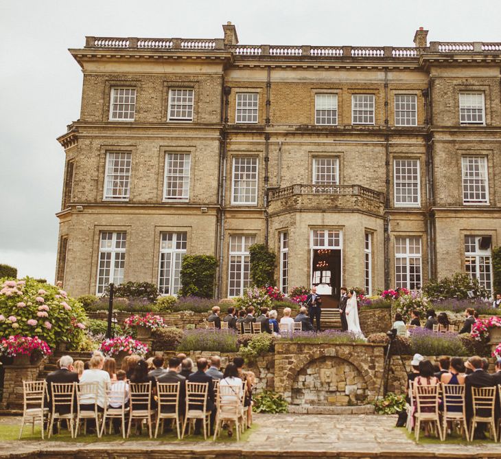 Outdoor wedding ceremony at Hedsor House in Buckinghamshire