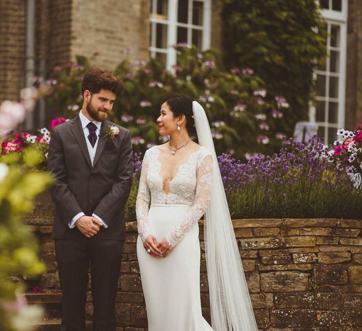 Bride and groom at Hedsor House outdoor wedding ceremony