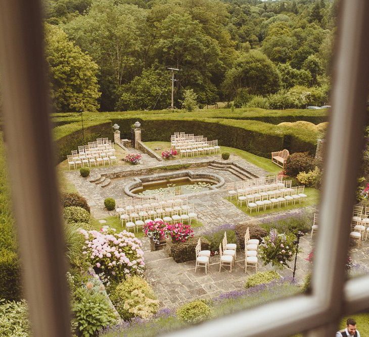 Outdoor wedding ceremony in Hedsor House gardens